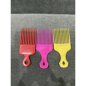 Vintage Plastic Afro Hair Styler Lift Pick Comb USA Set 3